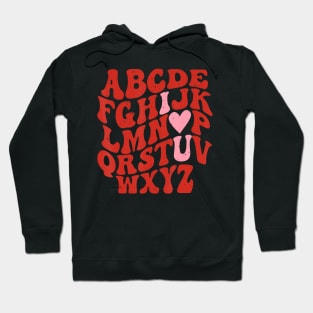 Alphabet ABC I Love You Valentines Day Heart Hoodie